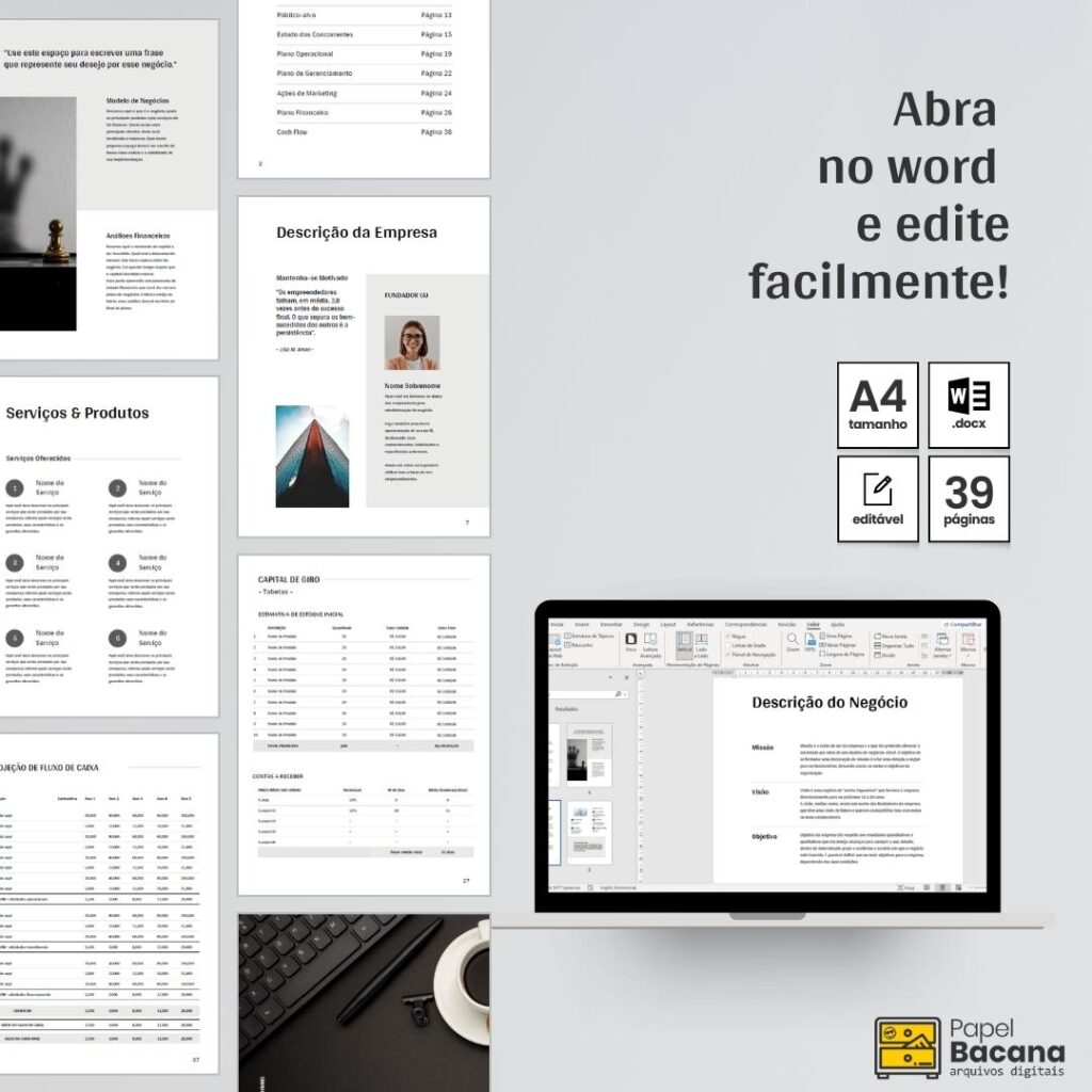 Modelo De Plano De Neg Cios No Word Papel Bacana Loja De Arquivos Digitais
